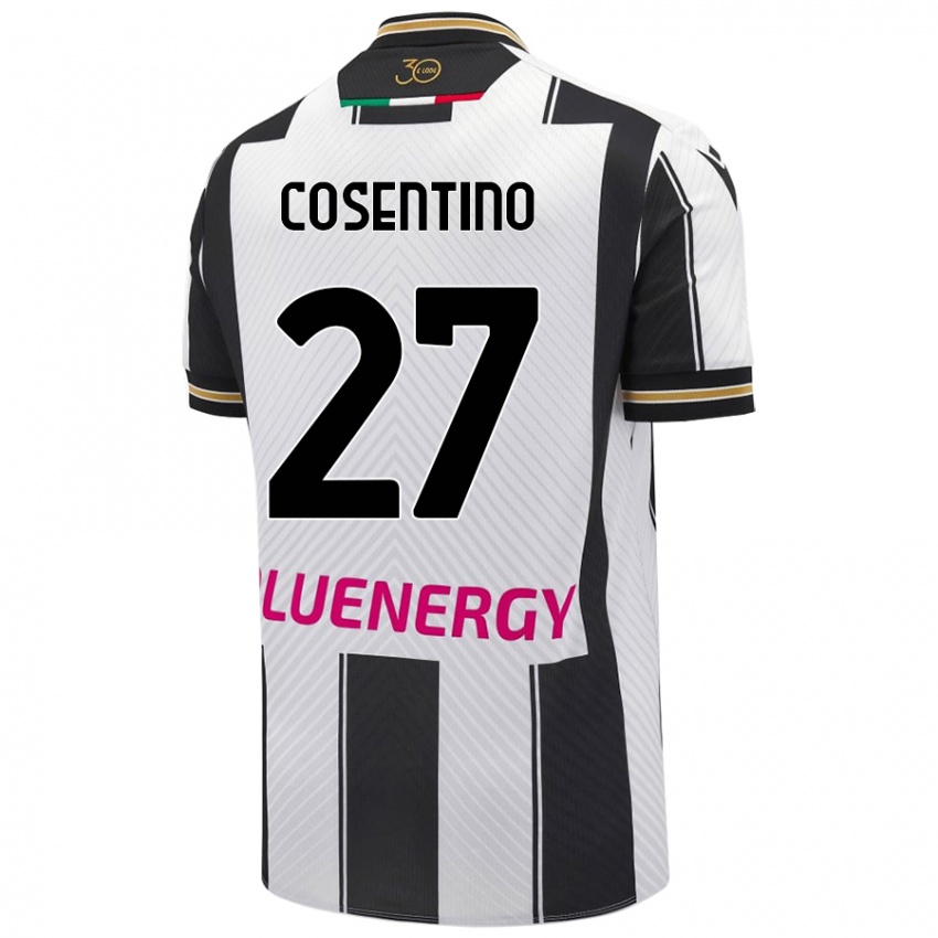 Niño Camiseta Sergio Cosentino #27 Blanco Negro 1ª Equipación 2024/25 La Camisa