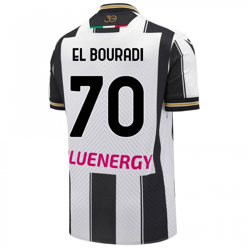 Niño Camiseta Walid El Bouradi #70 Blanco Negro 1ª Equipación 2024/25 La Camisa