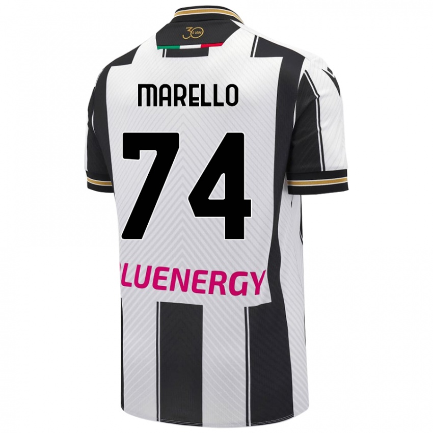 Niño Camiseta Mattia Marello #74 Blanco Negro 1ª Equipación 2024/25 La Camisa