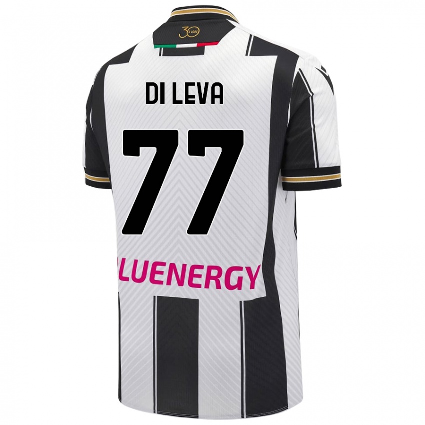 Niño Camiseta Vincenzo Di Leva #77 Blanco Negro 1ª Equipación 2024/25 La Camisa