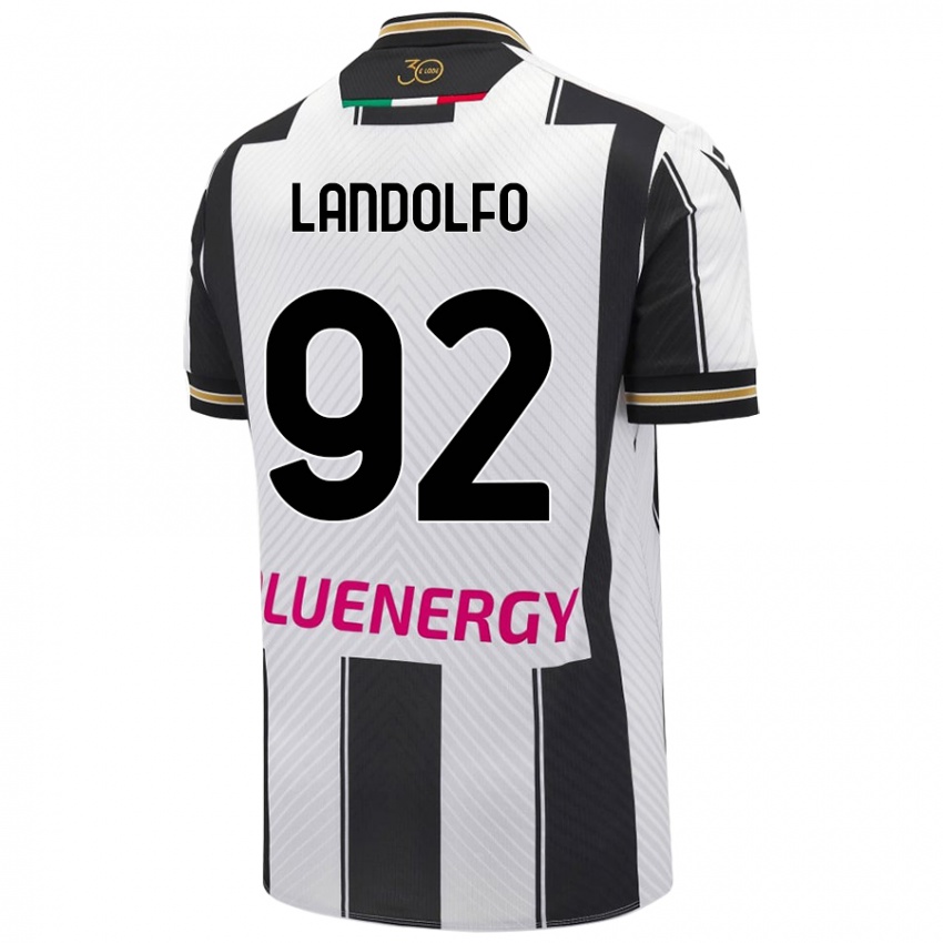 Niño Camiseta Tommaso Landolfo #92 Blanco Negro 1ª Equipación 2024/25 La Camisa