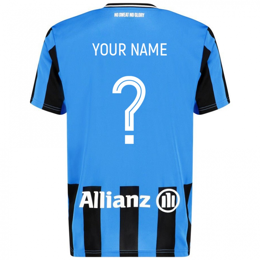 Niño Camiseta Su Nombre #0 Azul Cielo Negro 1ª Equipación 2024/25 La Camisa