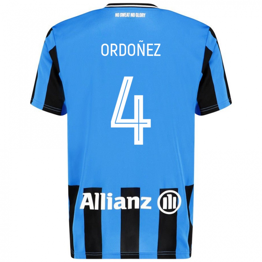 Niño Camiseta Joel Ordóñez #4 Azul Cielo Negro 1ª Equipación 2024/25 La Camisa