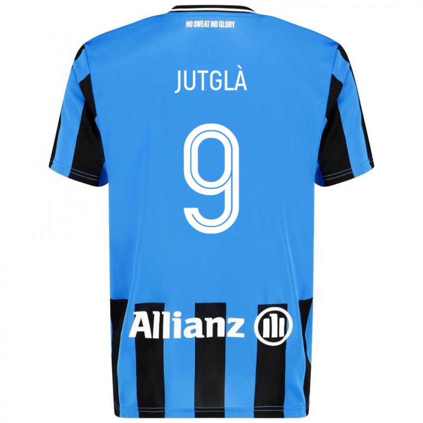 Niño Camiseta Ferran Jutglà #9 Azul Cielo Negro 1ª Equipación 2024/25 La Camisa