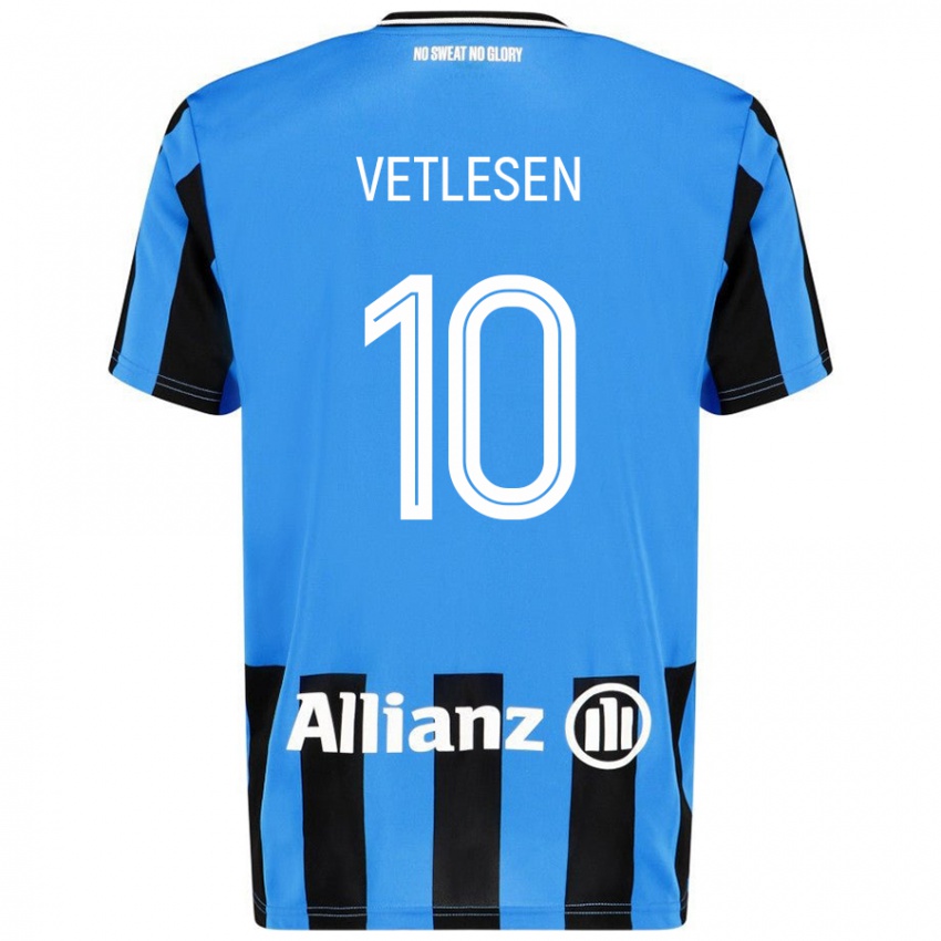 Niño Camiseta Hugo Vetlesen #10 Azul Cielo Negro 1ª Equipación 2024/25 La Camisa