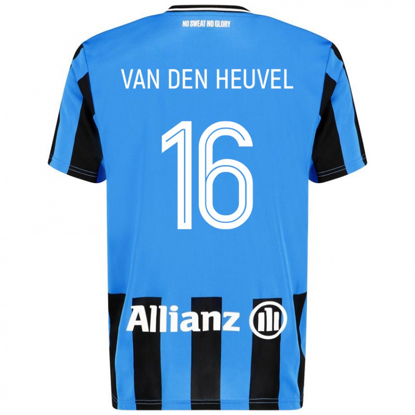 Niño Camiseta Dani Van Den Heuvel #16 Azul Cielo Negro 1ª Equipación 2024/25 La Camisa