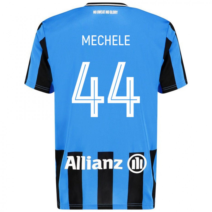 Niño Camiseta Brandon Mechele #44 Azul Cielo Negro 1ª Equipación 2024/25 La Camisa