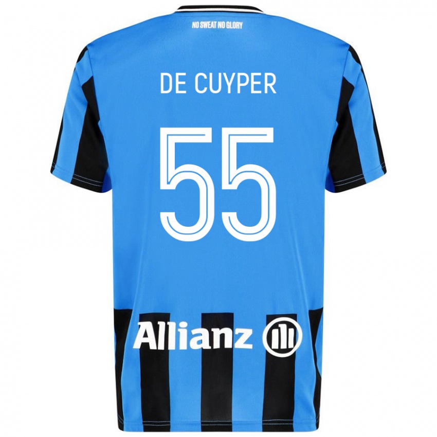 Niño Camiseta Maxim De Cuyper #55 Azul Cielo Negro 1ª Equipación 2024/25 La Camisa