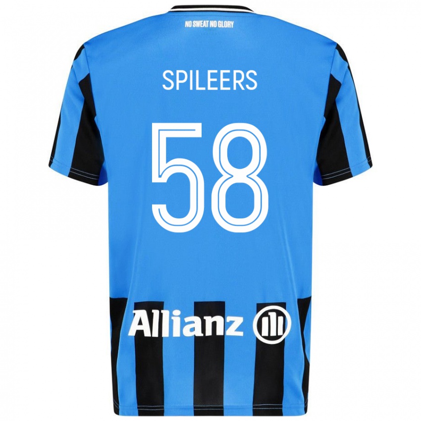 Niño Camiseta Jorne Spileers #58 Azul Cielo Negro 1ª Equipación 2024/25 La Camisa