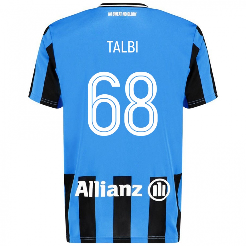 Niño Camiseta Chemsdine Talbi #68 Azul Cielo Negro 1ª Equipación 2024/25 La Camisa