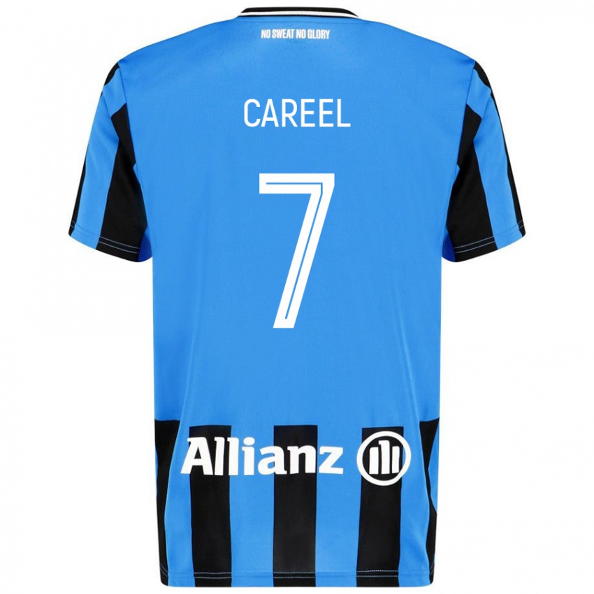 Niño Camiseta Oona Careel #7 Azul Cielo Negro 1ª Equipación 2024/25 La Camisa