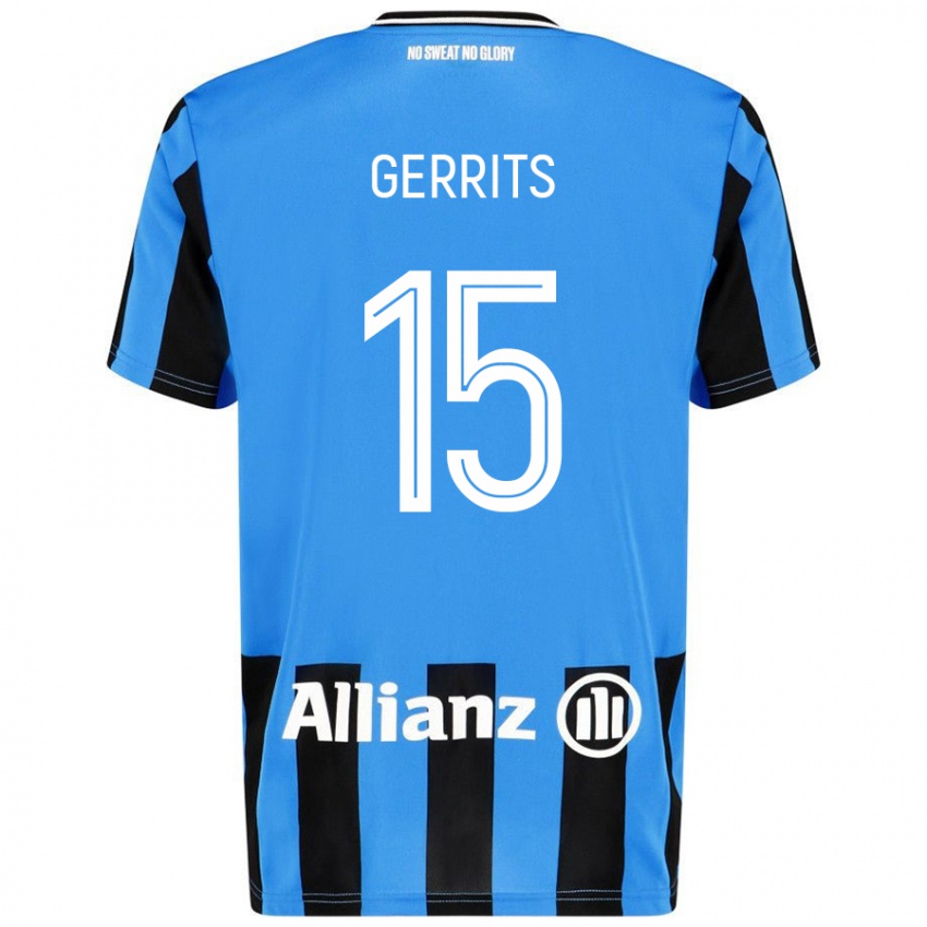 Niño Camiseta Melanie Gerrits #15 Azul Cielo Negro 1ª Equipación 2024/25 La Camisa