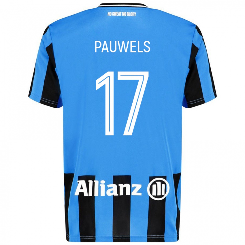 Niño Camiseta Fleur Pauwels #17 Azul Cielo Negro 1ª Equipación 2024/25 La Camisa