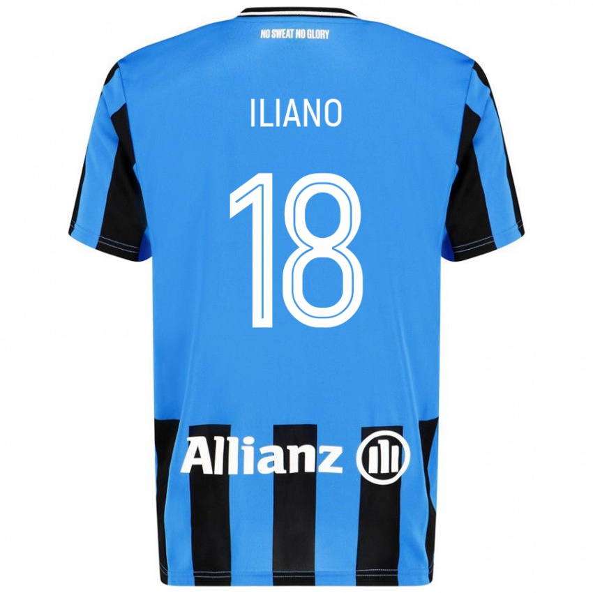 Niño Camiseta Isabelle Iliano #18 Azul Cielo Negro 1ª Equipación 2024/25 La Camisa