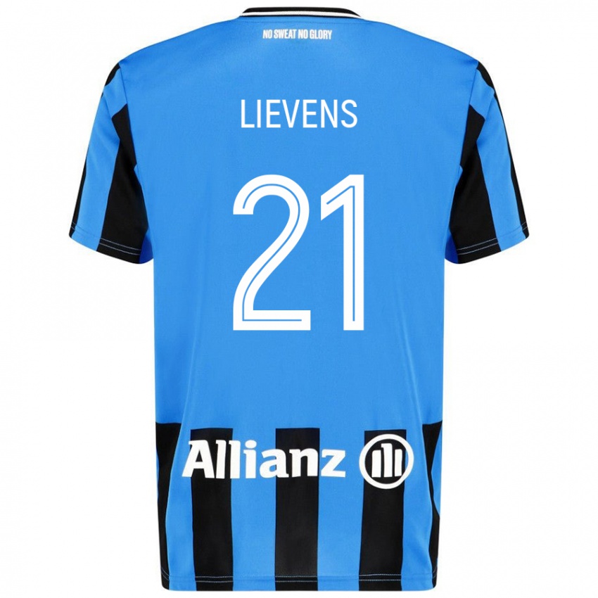 Niño Camiseta Caitlin Lievens #21 Azul Cielo Negro 1ª Equipación 2024/25 La Camisa