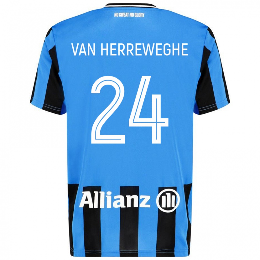 Niño Camiseta Febe Van Herreweghe #24 Azul Cielo Negro 1ª Equipación 2024/25 La Camisa