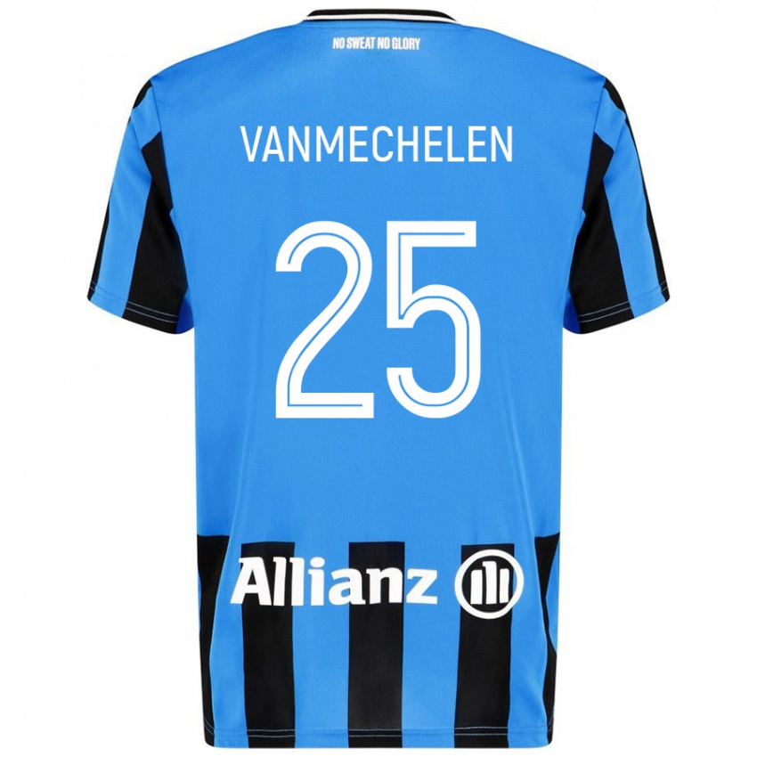 Niño Camiseta Davinia Vanmechelen #25 Azul Cielo Negro 1ª Equipación 2024/25 La Camisa