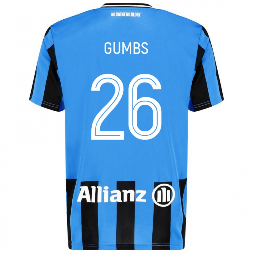 Niño Camiseta Aisse Gumbs #26 Azul Cielo Negro 1ª Equipación 2024/25 La Camisa