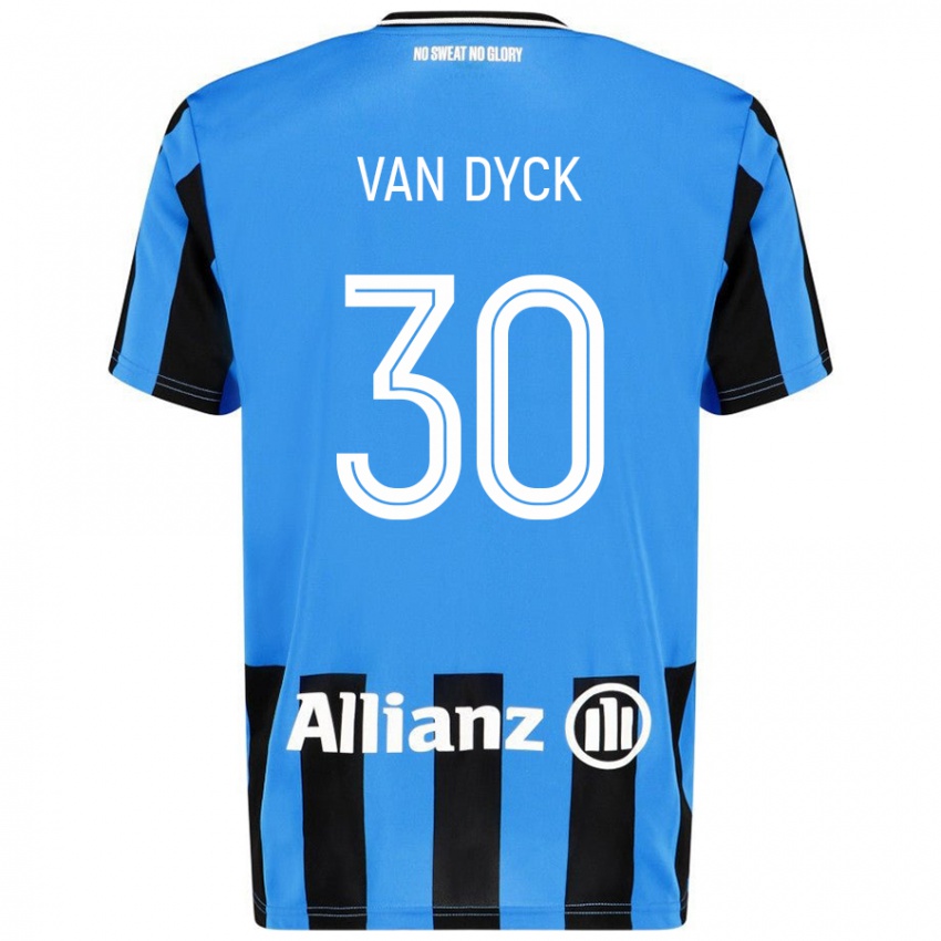 Niño Camiseta Nell Van Dyck #30 Azul Cielo Negro 1ª Equipación 2024/25 La Camisa