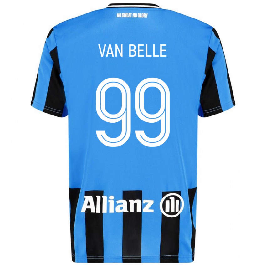 Niño Camiseta Lyndsey Van Belle #99 Azul Cielo Negro 1ª Equipación 2024/25 La Camisa