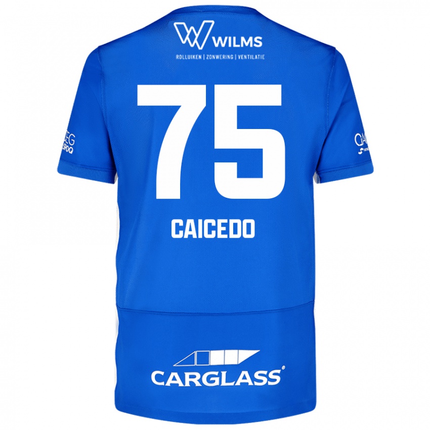 Niño Camiseta Alfred Caicedo #75 Azul 1ª Equipación 2024/25 La Camisa