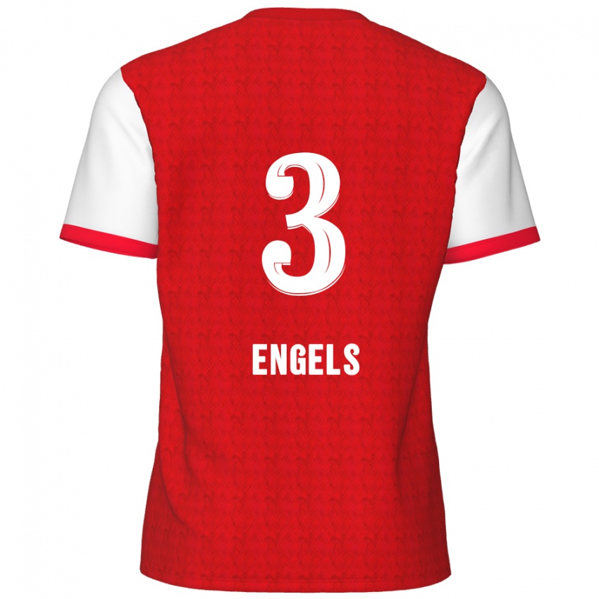 Niño Camiseta Björn Engels #3 Rojo Blanco 1ª Equipación 2024/25 La Camisa