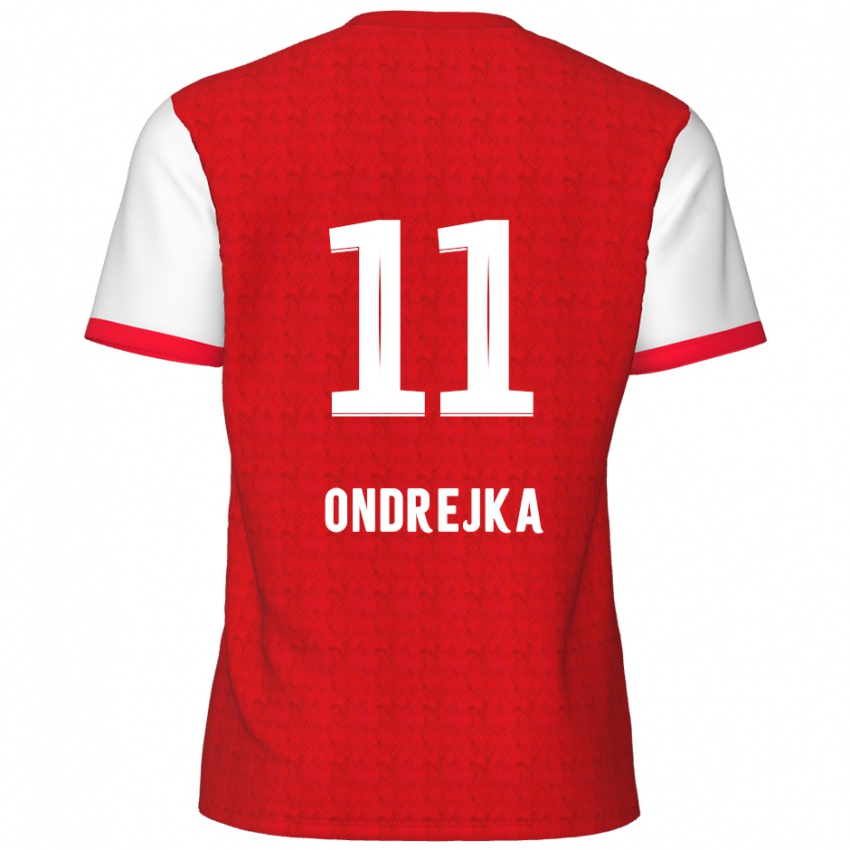 Niño Camiseta Jacob Ondrejka #11 Rojo Blanco 1ª Equipación 2024/25 La Camisa