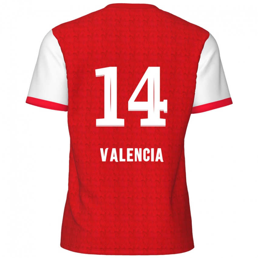 Niño Camiseta Anthony Valencia #14 Rojo Blanco 1ª Equipación 2024/25 La Camisa