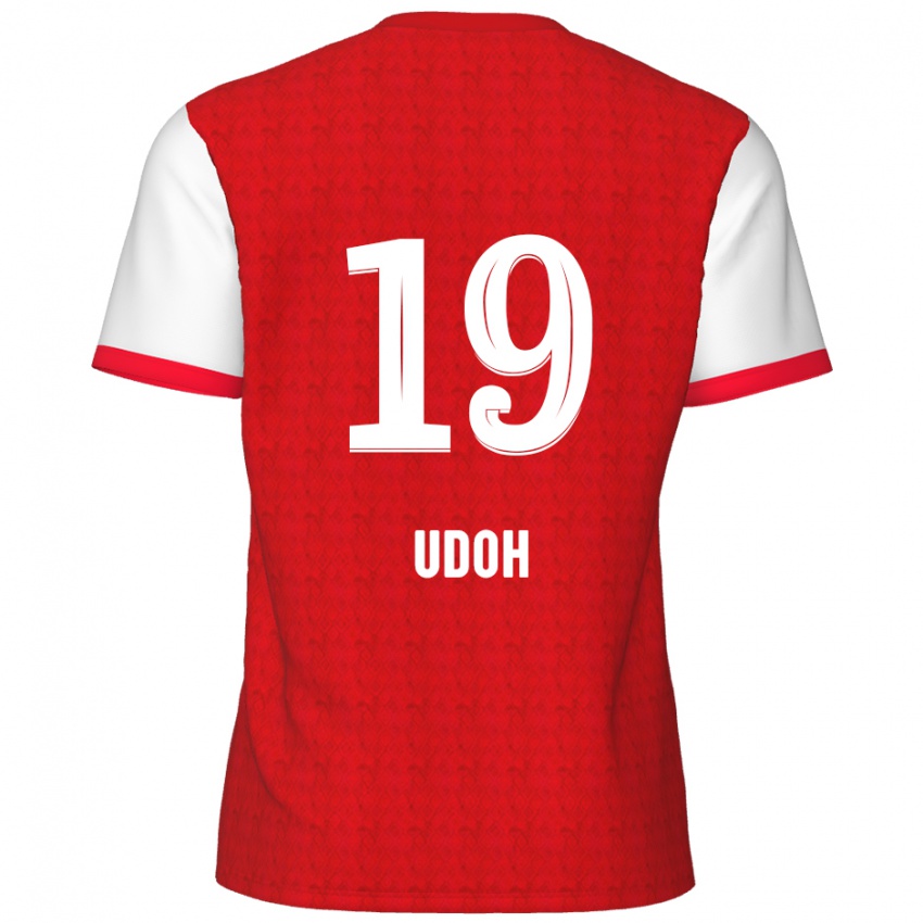 Niño Camiseta Victor Udoh #19 Rojo Blanco 1ª Equipación 2024/25 La Camisa