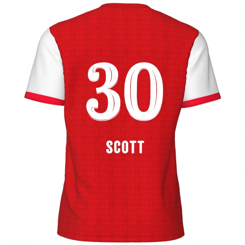 Niño Camiseta Christopher Scott #30 Rojo Blanco 1ª Equipación 2024/25 La Camisa