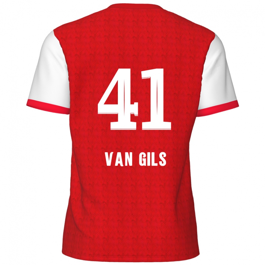 Niño Camiseta Mathis Van Gils #41 Rojo Blanco 1ª Equipación 2024/25 La Camisa