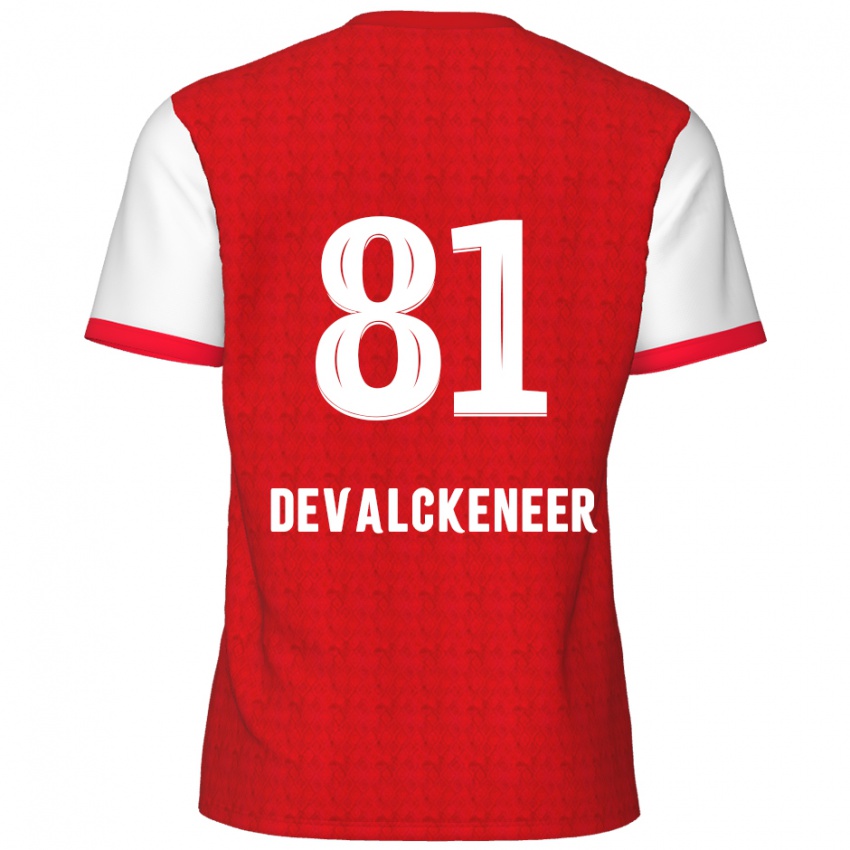 Niño Camiseta Niels Devalckeneer #81 Rojo Blanco 1ª Equipación 2024/25 La Camisa