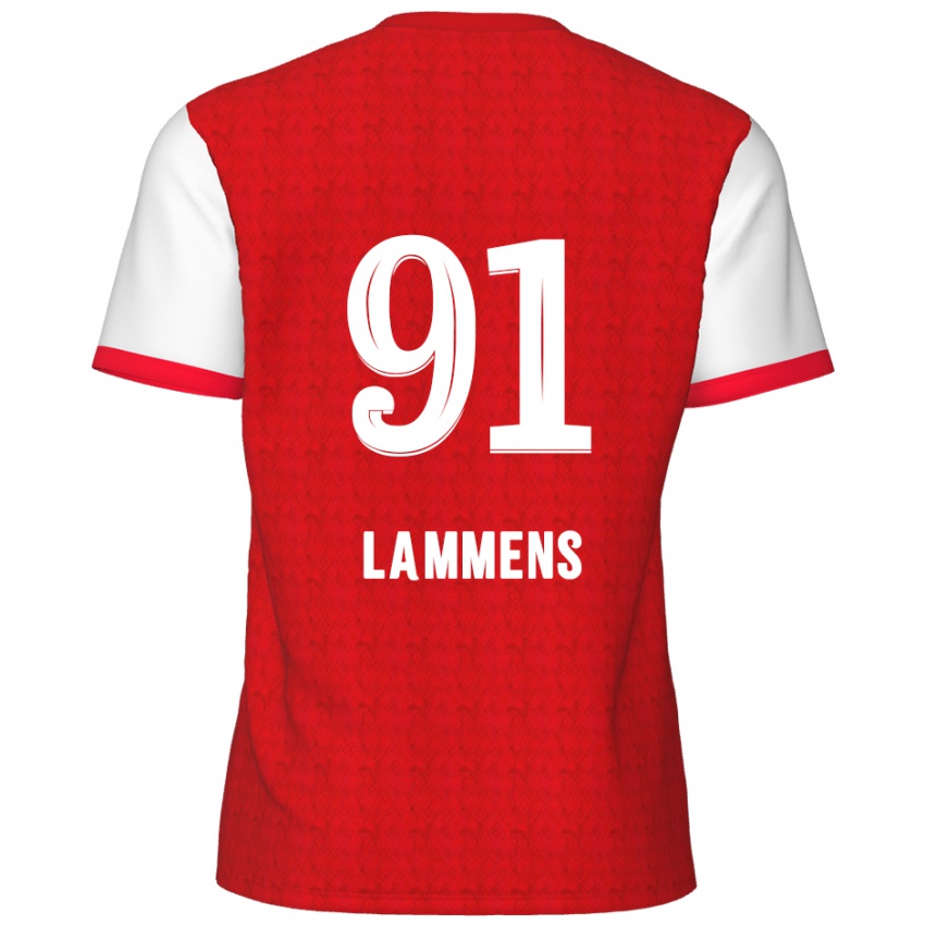 Niño Camiseta Senne Lammens #91 Rojo Blanco 1ª Equipación 2024/25 La Camisa