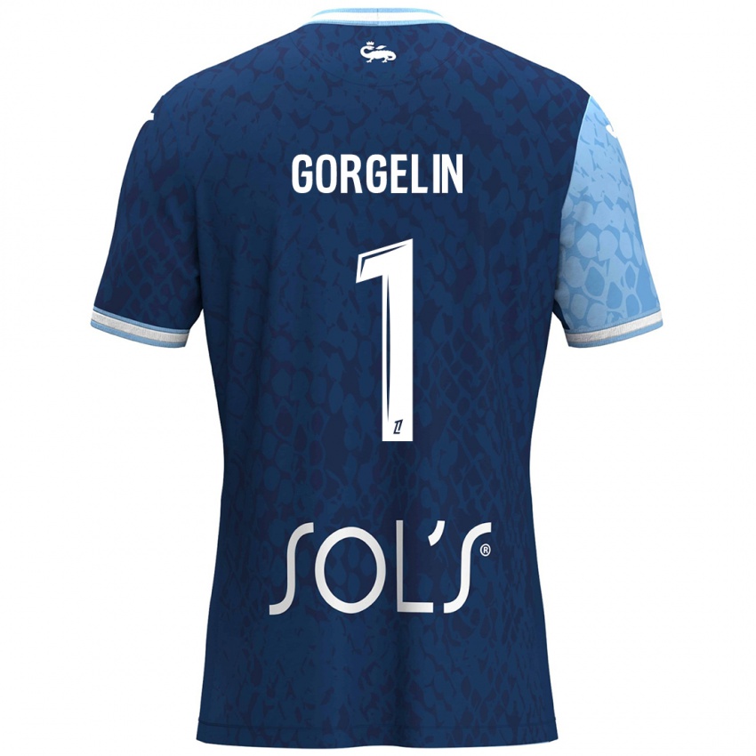 Niño Camiseta Mathieu Gorgelin #1 Azul Cielo Azul Oscuro 1ª Equipación 2024/25 La Camisa