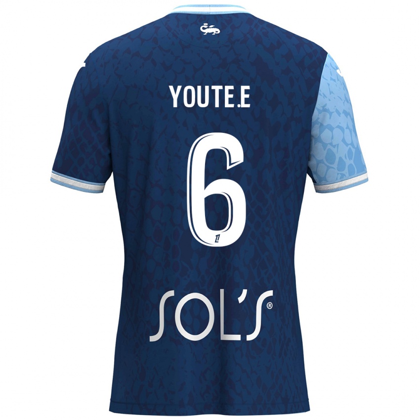 Niño Camiseta Étienne Youté Kinkoué #6 Azul Cielo Azul Oscuro 1ª Equipación 2024/25 La Camisa