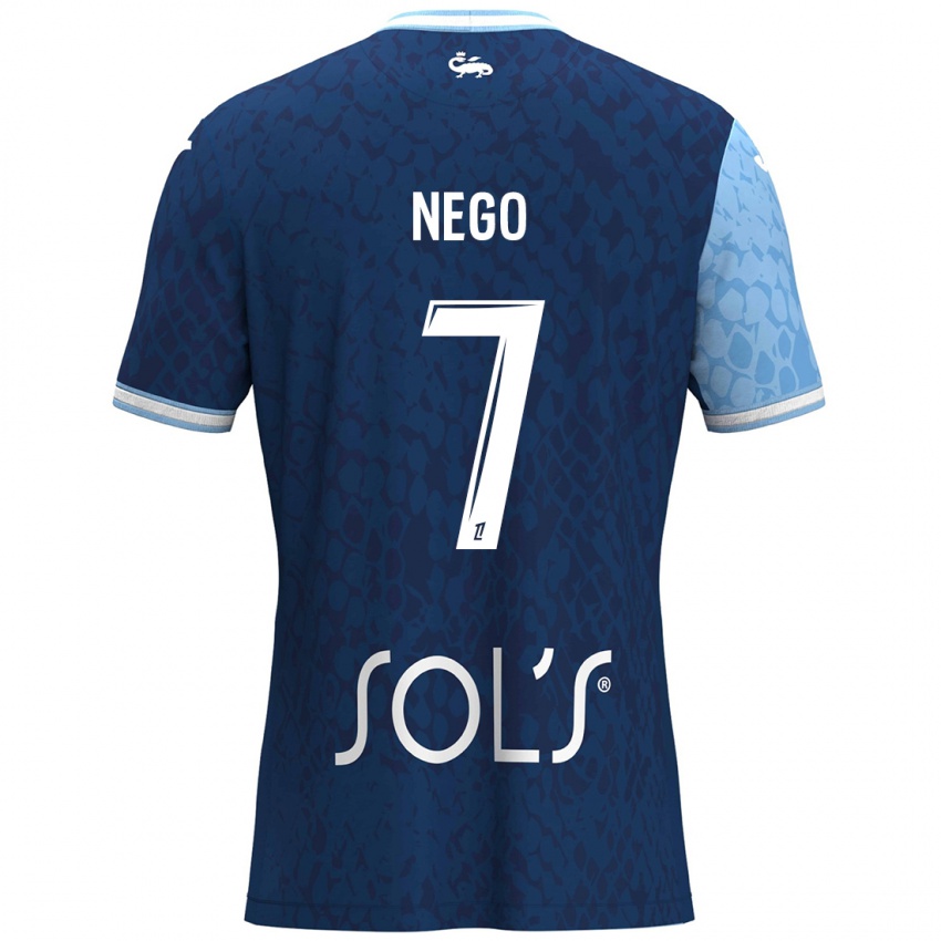 Niño Camiseta Loïc Nego #7 Azul Cielo Azul Oscuro 1ª Equipación 2024/25 La Camisa