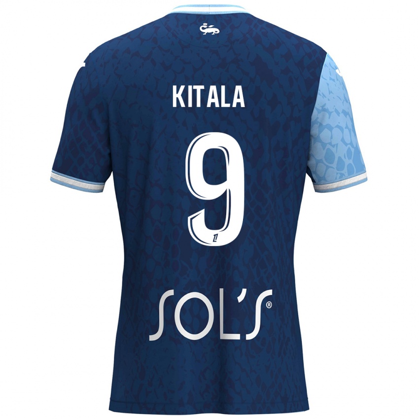 Niño Camiseta Yann Kitala #9 Azul Cielo Azul Oscuro 1ª Equipación 2024/25 La Camisa