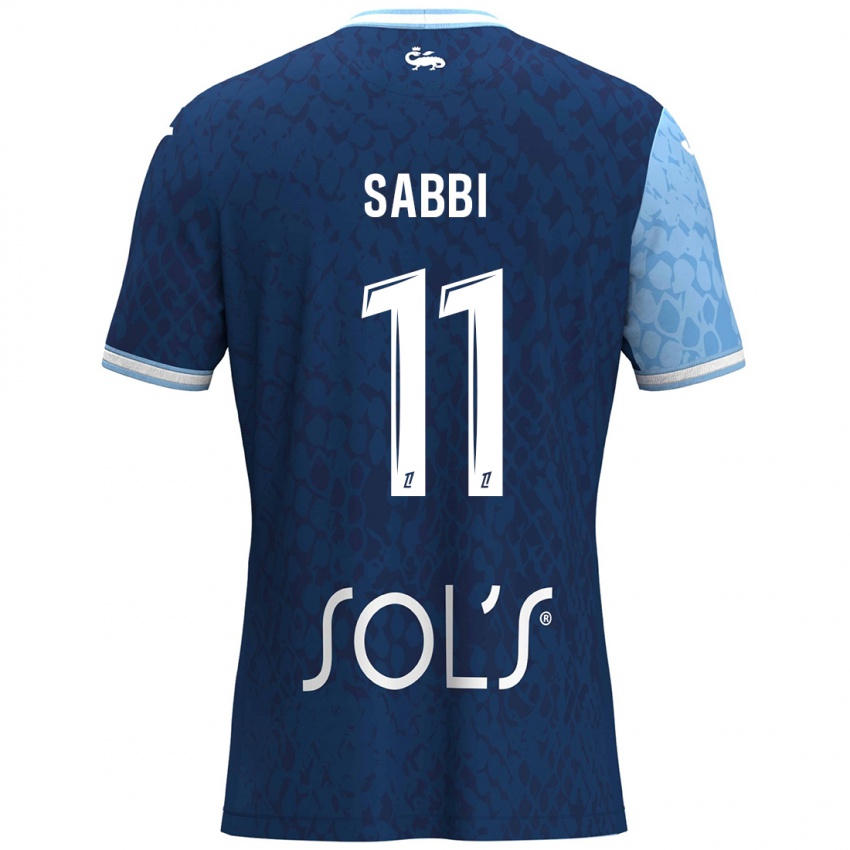 Niño Camiseta Emmanuel Sabbi #11 Azul Cielo Azul Oscuro 1ª Equipación 2024/25 La Camisa