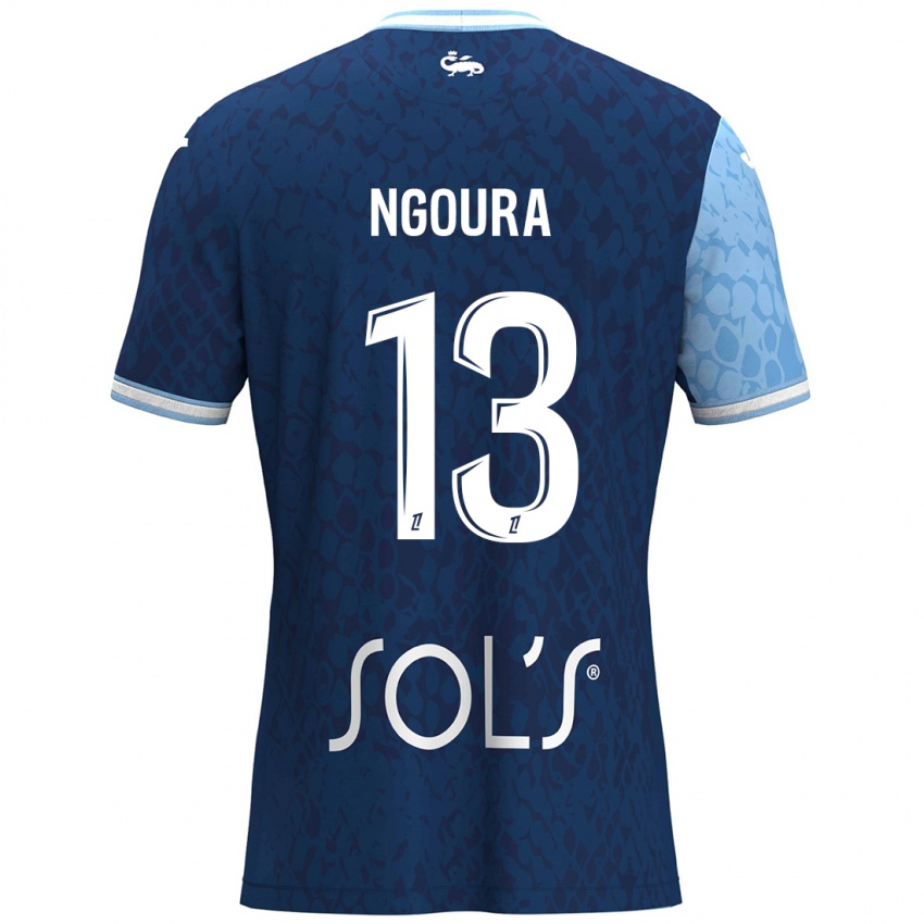 Niño Camiseta Steve Ngoura #13 Azul Cielo Azul Oscuro 1ª Equipación 2024/25 La Camisa