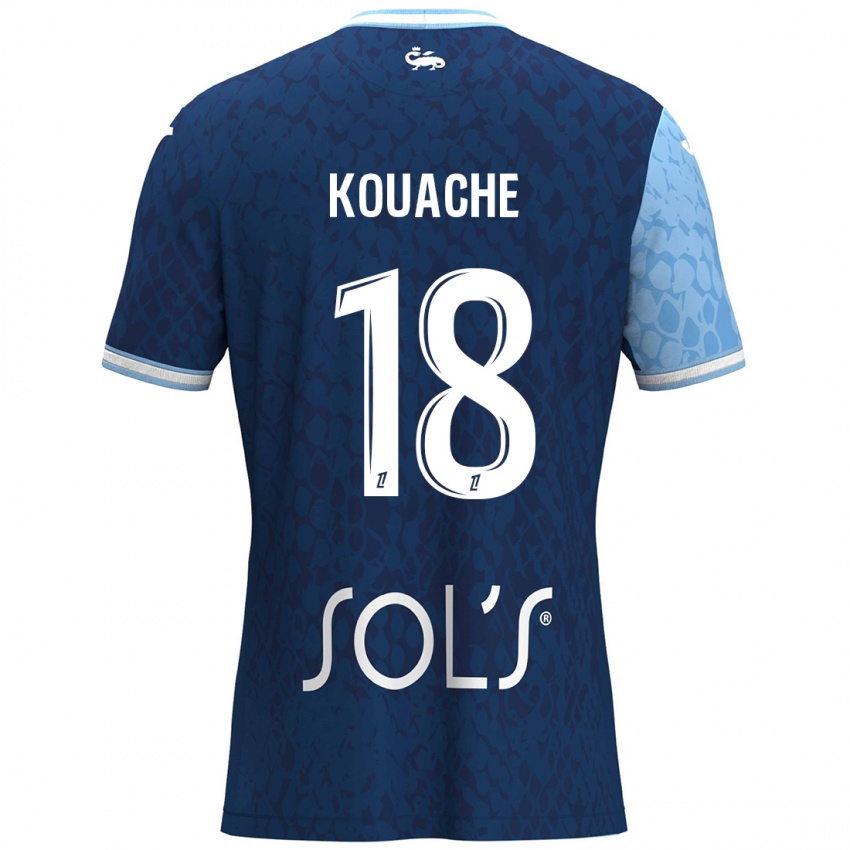 Niño Camiseta Éva Kouache #18 Azul Cielo Azul Oscuro 1ª Equipación 2024/25 La Camisa