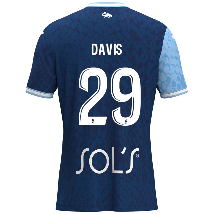 Niño Camiseta Deja Davis #29 Azul Cielo Azul Oscuro 1ª Equipación 2024/25 La Camisa