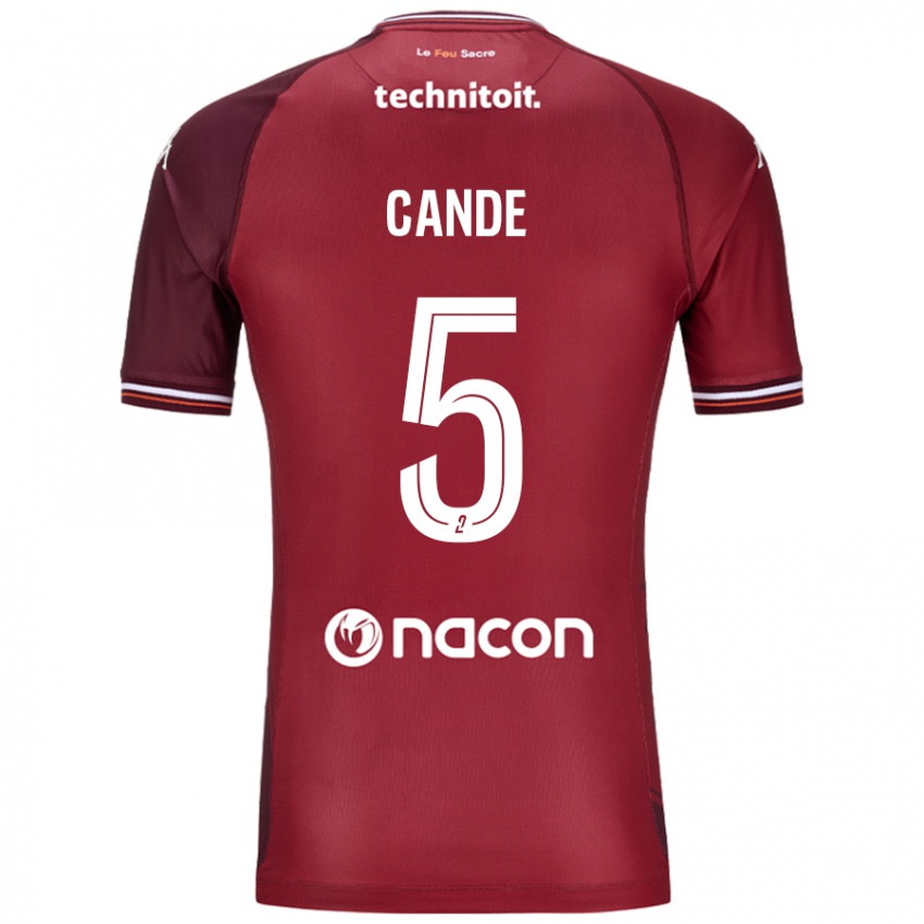 Niño Camiseta Fali Candé #5 Rojo Granata 1ª Equipación 2024/25 La Camisa