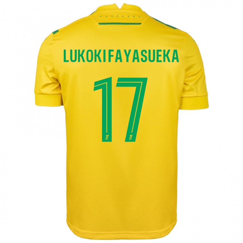 Niño Camiseta Kévin Lukoki Fayasueka #17 Amarillo Verde 1ª Equipación 2024/25 La Camisa