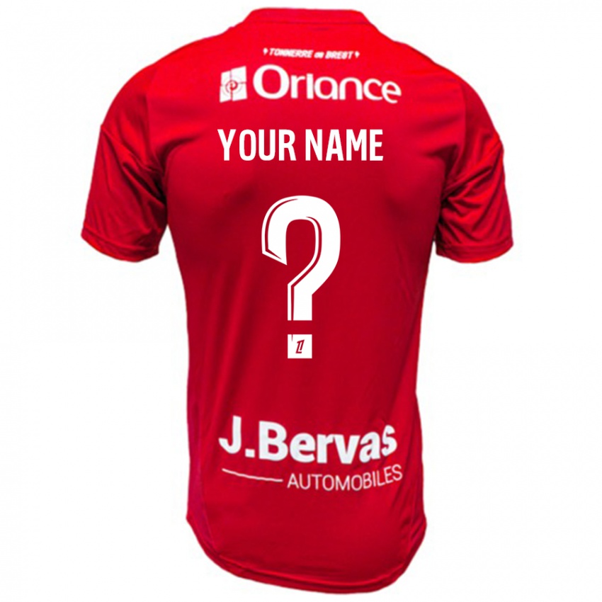 Niño Camiseta Su Nombre #0 Rojo Blanco 1ª Equipación 2024/25 La Camisa