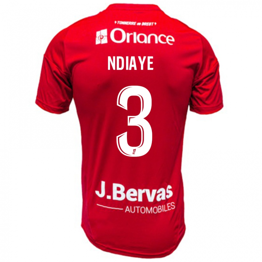 Niño Camiseta Abdoulaye Ndiaye #3 Rojo Blanco 1ª Equipación 2024/25 La Camisa