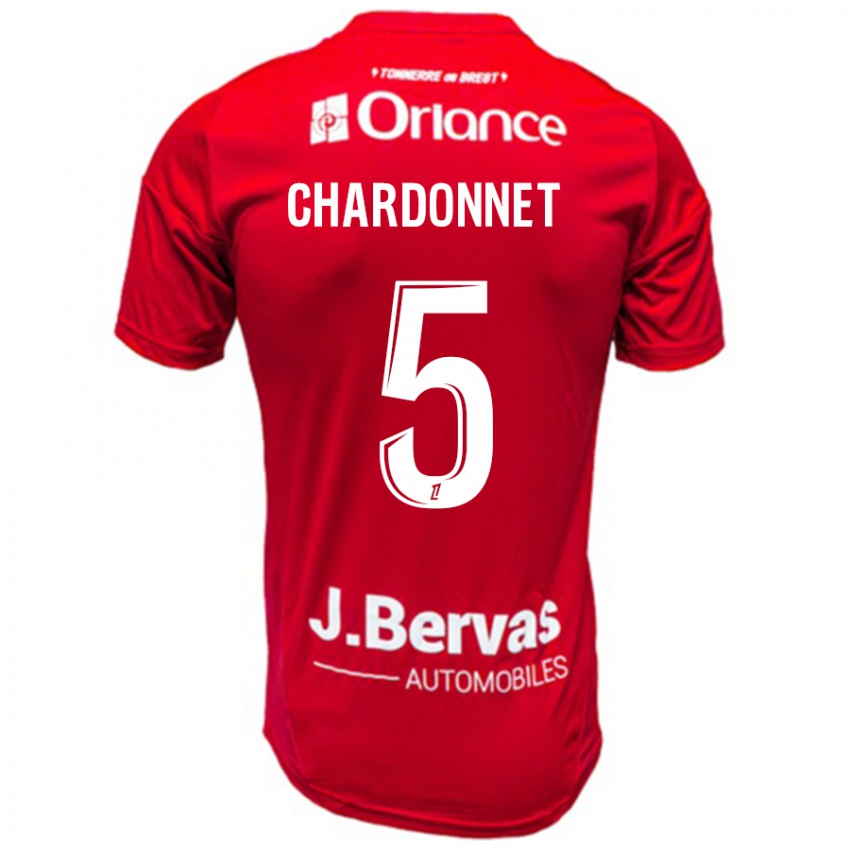 Niño Camiseta Brendan Chardonnet #5 Rojo Blanco 1ª Equipación 2024/25 La Camisa