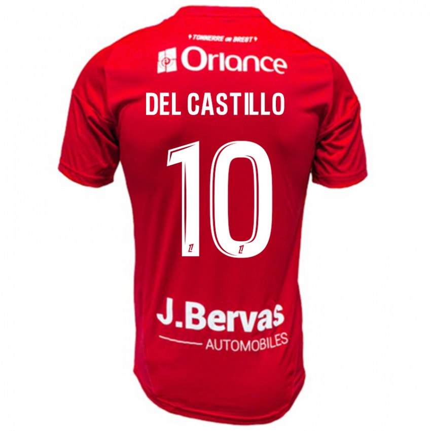 Niño Camiseta Romain Del Castillo #10 Rojo Blanco 1ª Equipación 2024/25 La Camisa