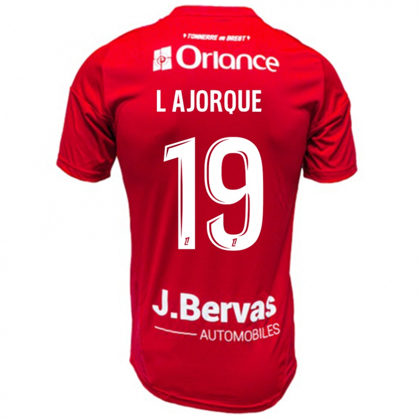 Niño Camiseta Ludovic Ajorque #19 Rojo Blanco 1ª Equipación 2024/25 La Camisa