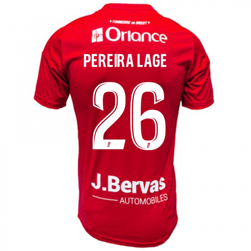 Niño Camiseta Mathias Pereira Lage #26 Rojo Blanco 1ª Equipación 2024/25 La Camisa