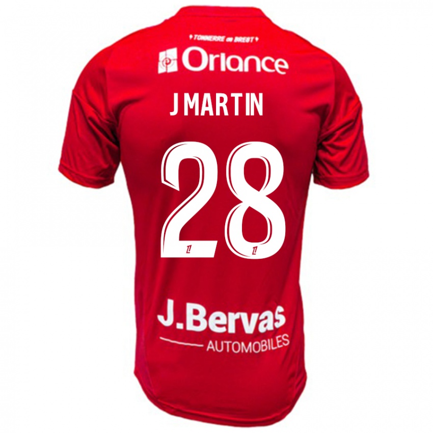 Niño Camiseta Jonas Martin #28 Rojo Blanco 1ª Equipación 2024/25 La Camisa